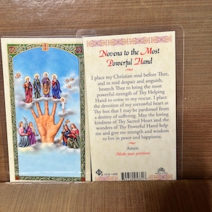 Powerful Hand - Novena Laminated Prayer Cards 2-Sided Holy Cards
