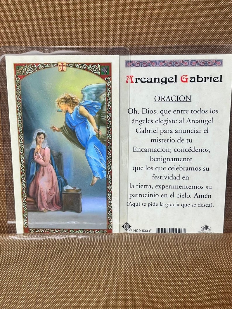Archangel Gabriel Prayer Laminated Prayer Cards 2-sided Holy Cards - Etsy