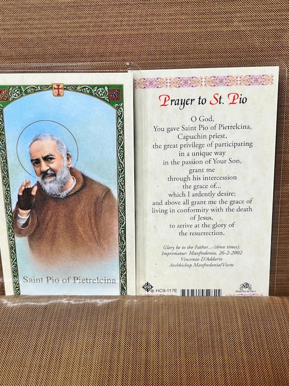 Prayer To Padre St Pio Prayer Cards | Oración a San Pio De Pietrelcina Laminated Cards | 2-Sided Holy Cards