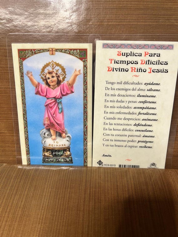 Prayer to - Divine Child Jesus Laminated Prayer Cards - Divino