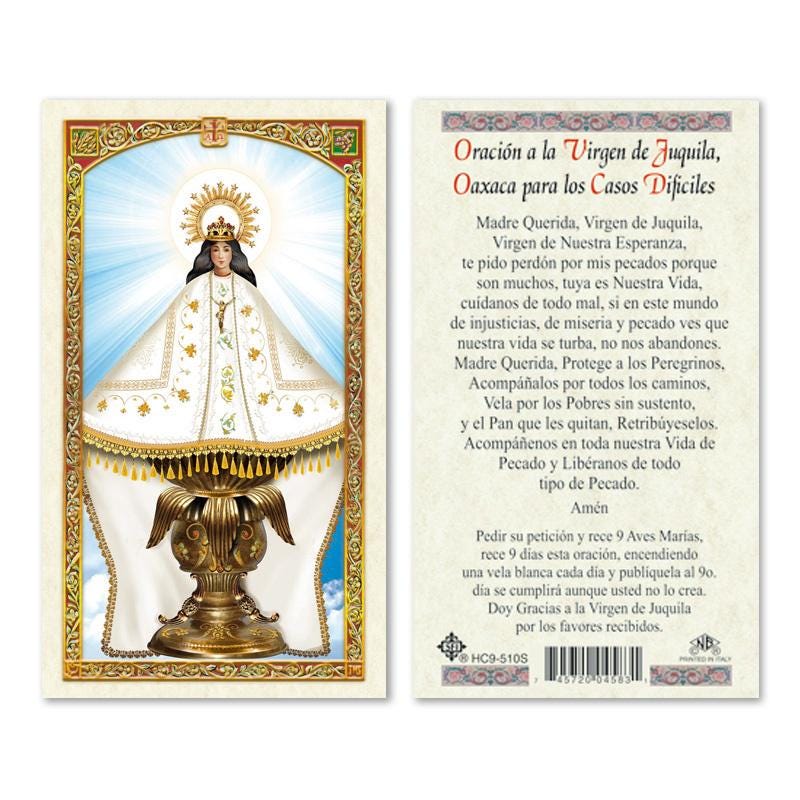 Oracion A Nuestra Senora DE Juquila Laminated Prayer Cards 2-Sided Holy Cards