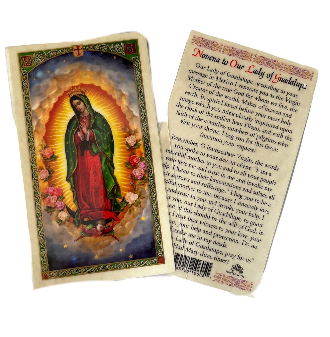 Our Lady of Guadalupe - Novena to Laminated Prayer Cards 2-sided Holy ...