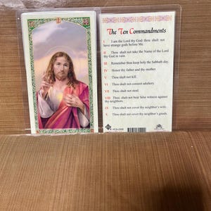 Jesus Blessing - Ten Commandments Laminated Prayer Cards 2-Sided Holy Cards