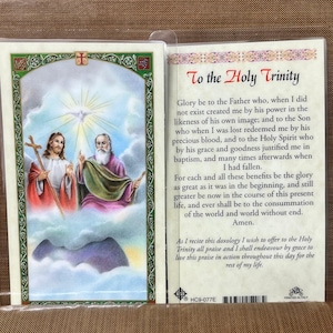 Prayer To - Holy Trinity Laminated Prayer Cards 2-Sided Holy Cards