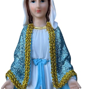Our Lady of Grace Miraculous Medals w glitter 12” Estatua de Virgen la Milagrosa