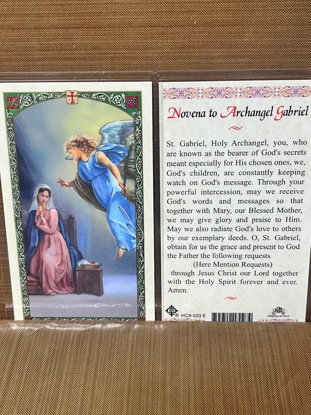 Archangel Gabriel Prayer Laminated Prayer Cards 2-sided Holy Cards - Etsy