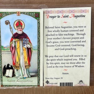 Prayer To - ST Augustine Laminated Prayer Cards 2-Sided Holy Cards