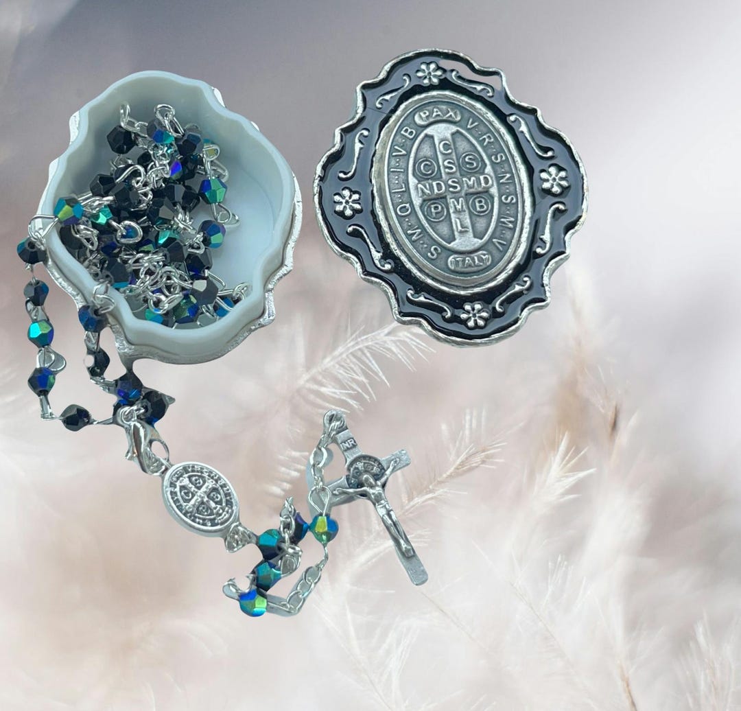 rosarymoon3点セット Catholic Silver Linked Rosary Set - 3mm Beads, 14.25