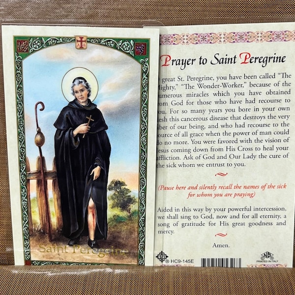 Prayer To - ST Peregrine Laminated Prayer Cards 2-Sided Holy Cards