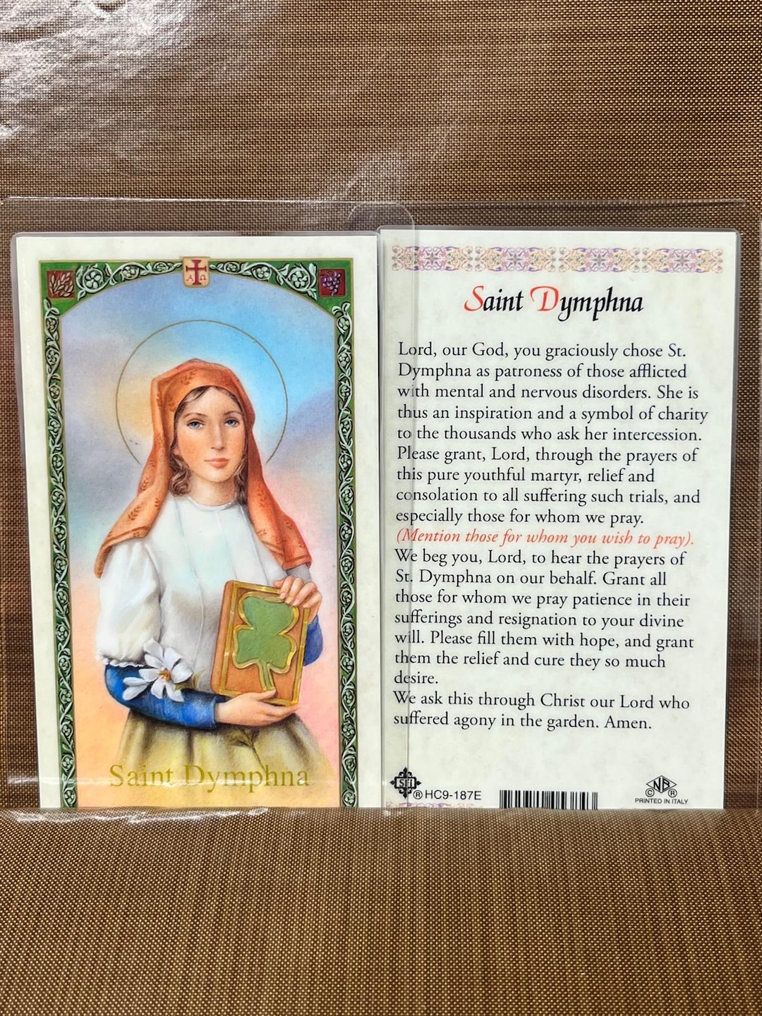 Prayer to - ST Dymphna Laminated Prayer Cards 2-sided Holy Cards - Etsy