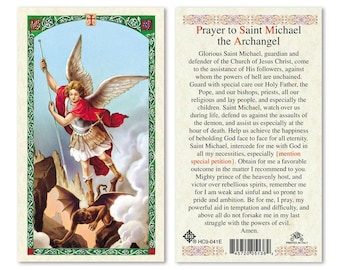 Prayer To - ST Michael Archangel Laminated Prayer Cards 2-Sided Holy Cards -
