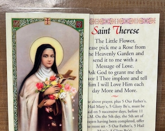 Saint Therese Little Flower Laminated Prayer Cards 2-sided Holy