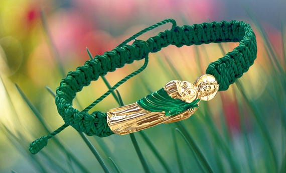 Saint St Jude Green Adjustable Bracelet | Handmade Pulsera