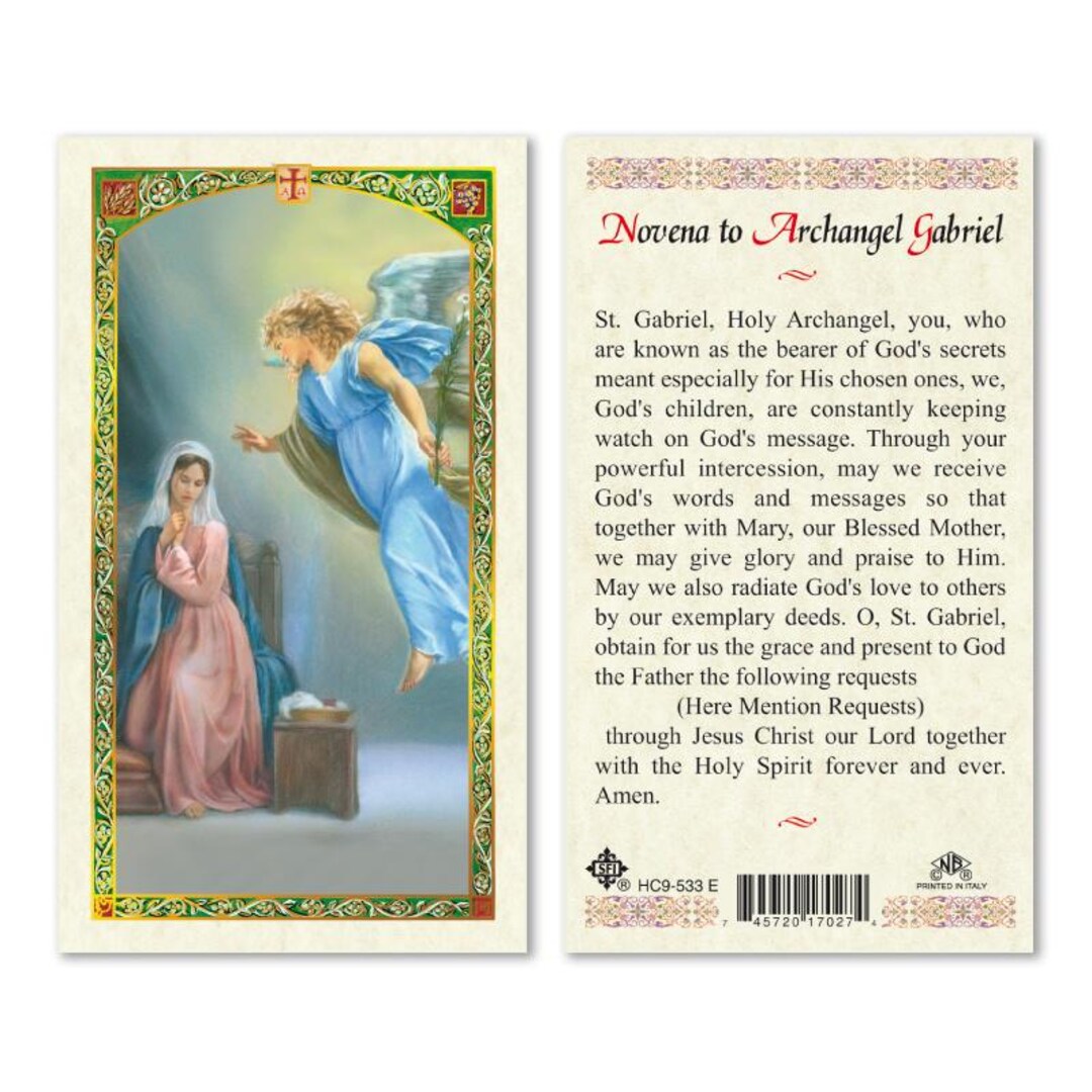 Archangel Gabriel Prayer Laminated Prayer Cards 2-sided Holy Cards - Etsy