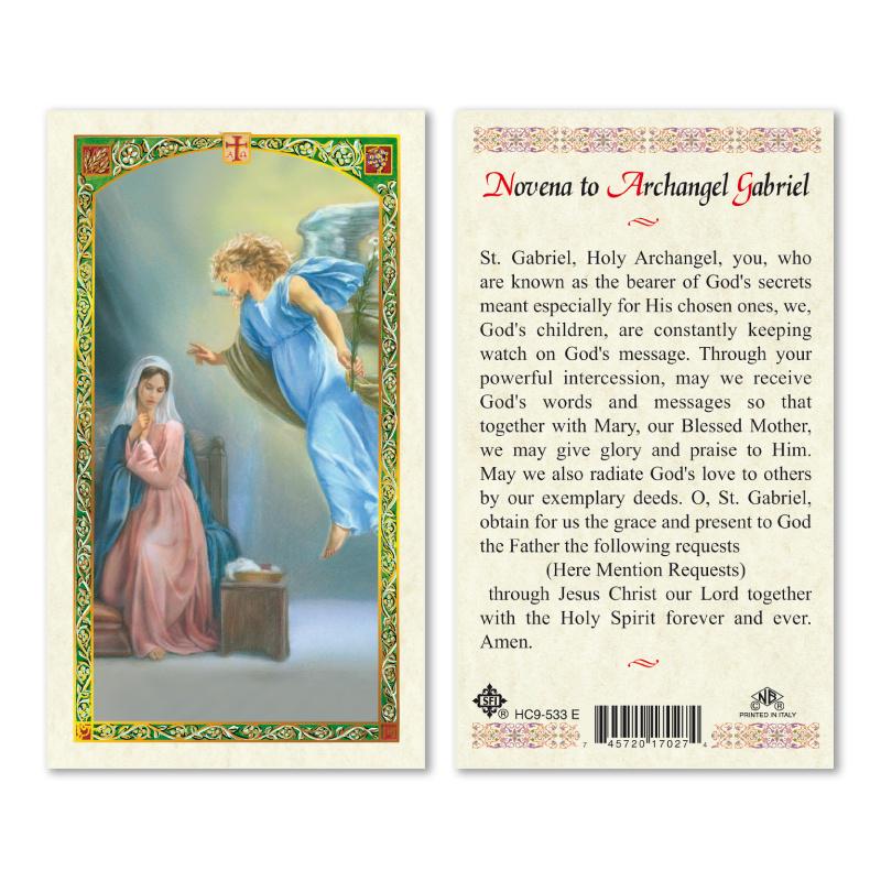 Archangel Gabriel Prayer Laminated Prayer Cards 2-Sided Holy Cards