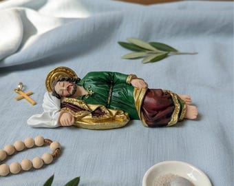3" Sleeping St Joseph Statue | San Jose Dormido Catholic Prayer Statue | Guardian of Families | Catholic Religious Gift
