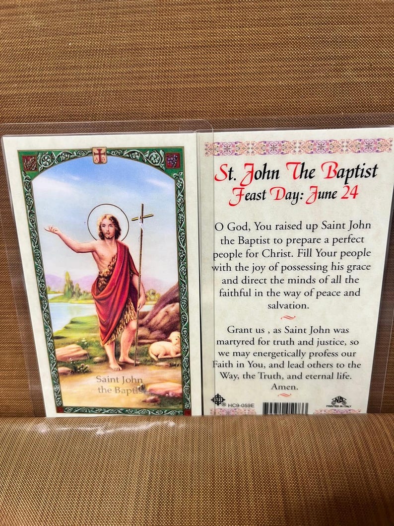 Prayer to - ST John the Baptist Laminated Prayer Cards 2-sided Holy ...