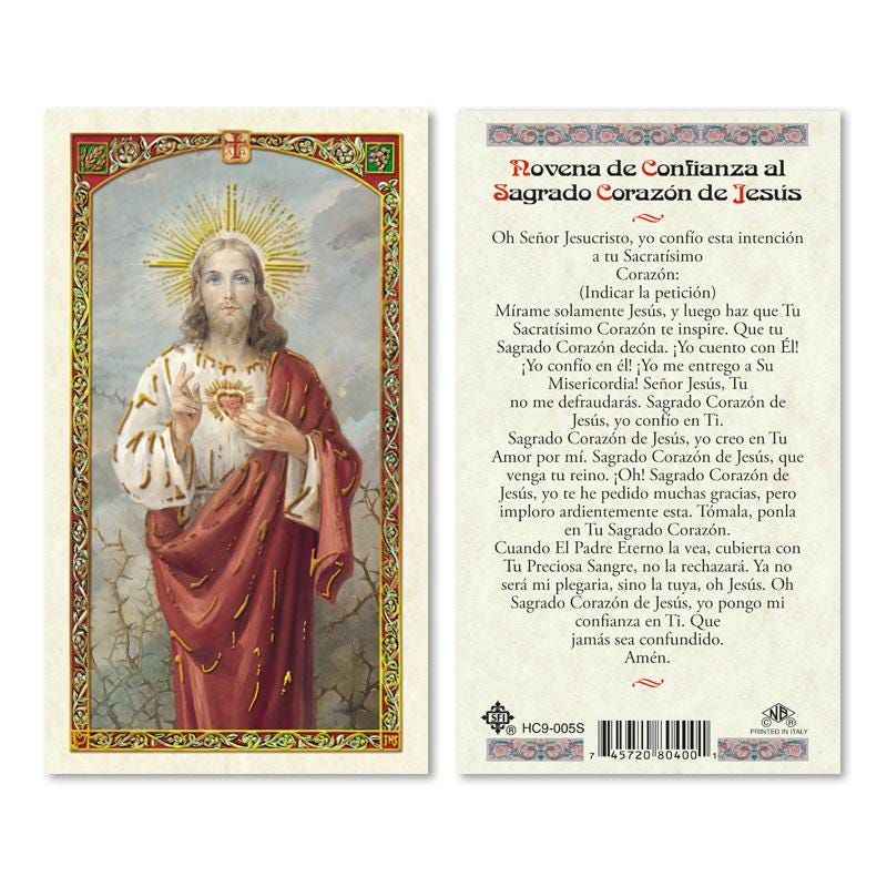Sacred Heart Of Jesus Prayer Cards & Tokens Set - 7 Piece Catholic Devotional