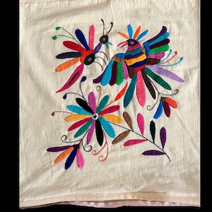 Tenango Otomy Embroidery Style Pillow Cover Colorful Mexican Traditional from Tenango, Mexico.