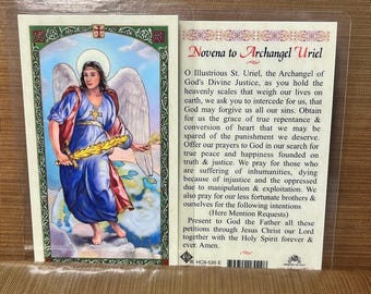 Novena To - Archangel Uriel Laminated Prayer Cards 2-Sided Holy Cards