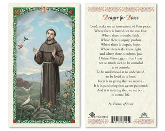 ST Francis - Prayer for Peace Laminated Prayer Cards 2-Sided Holy Cards