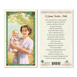 ST Gianna Beretta Molla Laminated Prayer Cards 2-Sided Holy Cards