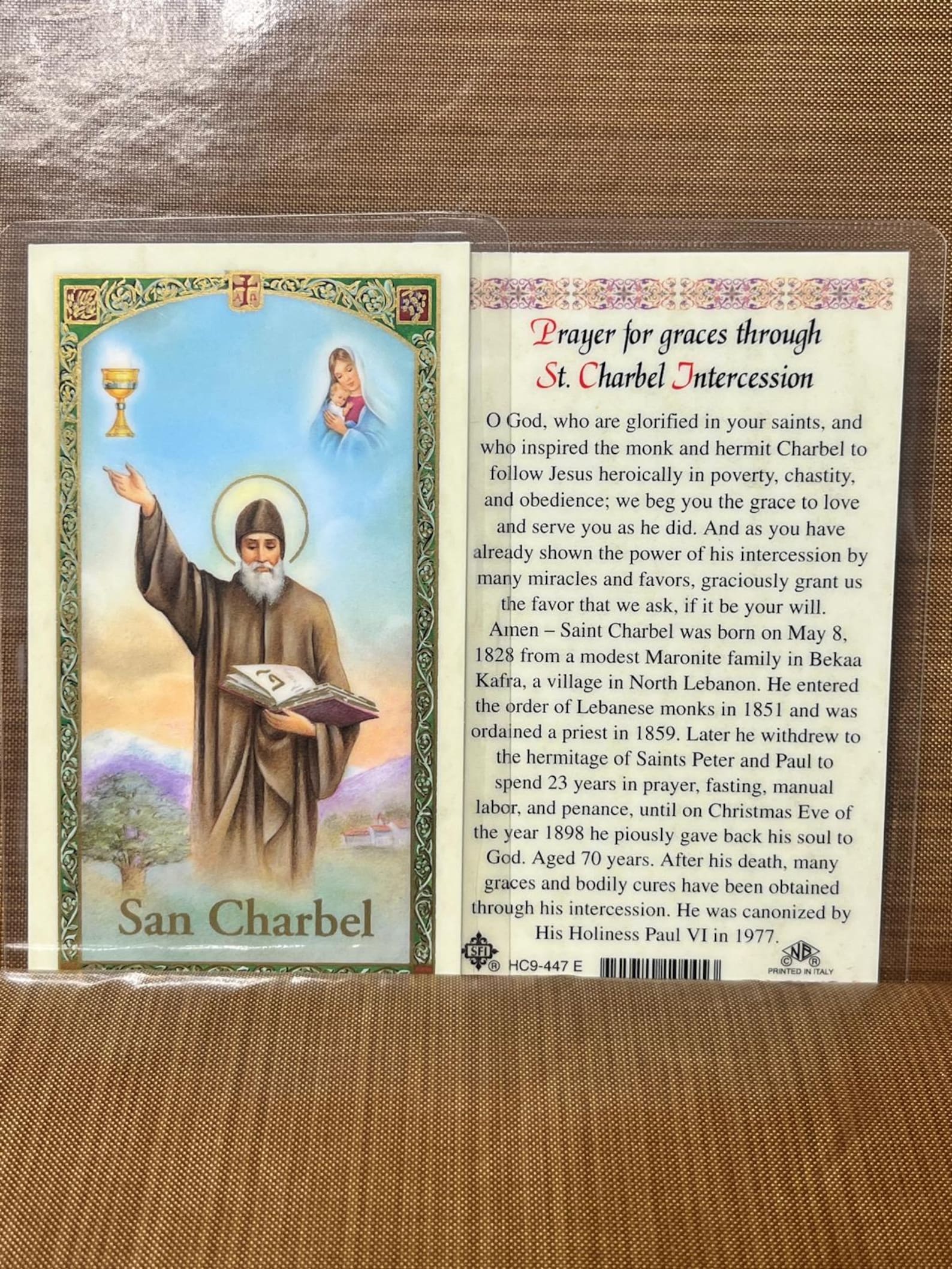 ST Charbel - Prayer for Graces Through Intercession Laminated Prayer ...