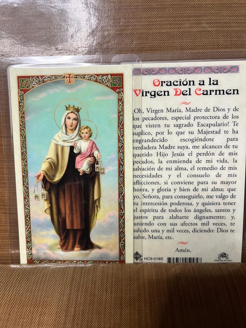 Our Lady of MT. Carmel - A Prayer to the Blessed Virgin Laminated ...