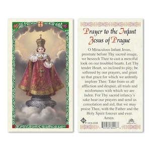 Prayer To - Infant Jesus OF Prague Laminated Prayer Cards 2-Sided Holy Cards