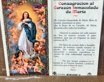 lovely lady dressed in blue prayer card Immaculate Conception - Laminated Cards 2-sided Holy Cards cluster diamond ring