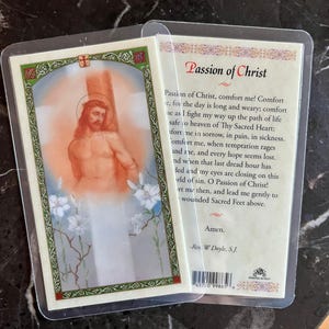 Jesus On Cross - Passion Of Christ Laminated Prayer Card 2-Sided Holy Cards