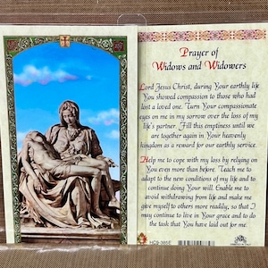 Piedad - Oración de Viudas y Viudos Tarjetas de Oración Laminadas Tarjetas Sagradas de 2 Caras