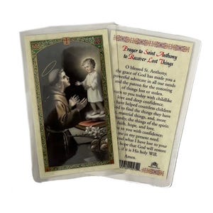 Saint Anthony - Prayer to Recover Lost Things Laminated Prayer Cards 2-Sided Holy Cards