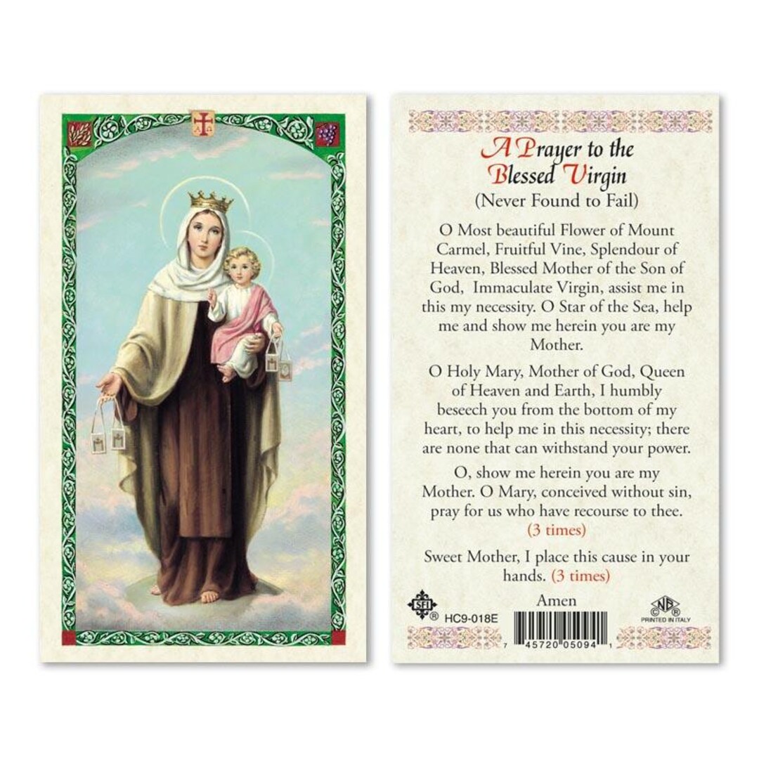 Our Lady of MT. Carmel - A Prayer to the Blessed Virgin Laminated ...