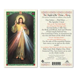 Divine Mercy - Chaplet Laminated Prayer Cards 2-Sided Holy Cards