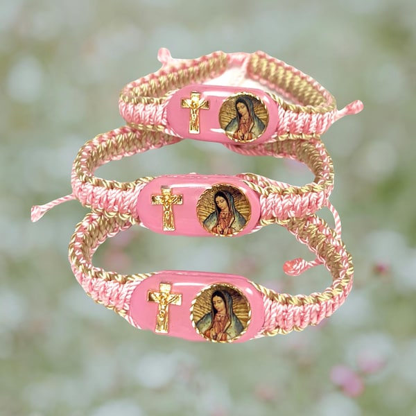 Our Lady of Guadalupe & Virgen de Guadalupe Bracelet | Handmade Adjustable Pulsera | Knotted Rope Faith and Protection Jewelry
