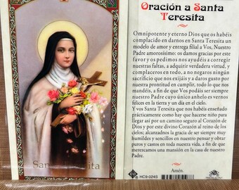 Saint Therese Little Flower Laminated Prayer Cards 2-sided Holy