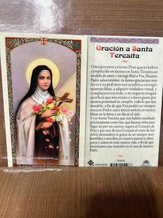 Saint Therese Little Flower Laminated Prayer Cards 2-sided Holy
