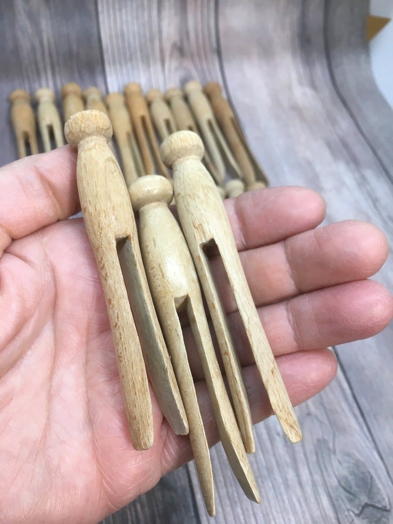 Vintage Wooden Clothespins - Set of 20 - Laundry Decor & Craft Supply ...