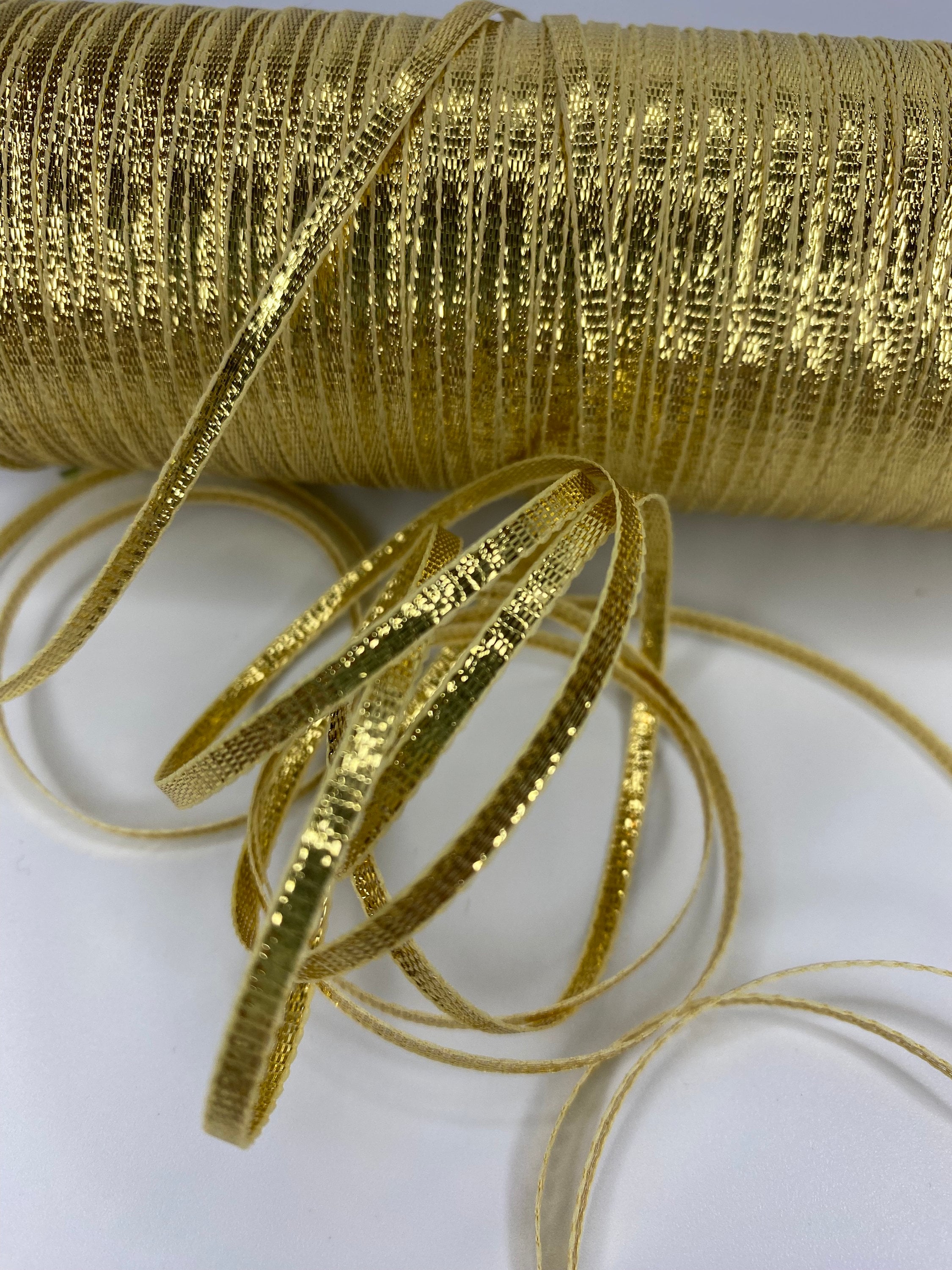 Gold trim by yard - Metallic gold picot edging - Synthetic gold trimming -  Gold metallic gimp 15mm- Gold edging - Metallic border…