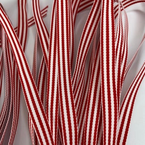 3/8&quot; Red Stripe Grosgrain Ribbon with White stripe. Woven Edge~ Card making, Scrapbooking Projects, Team Colors ~Made in USA!