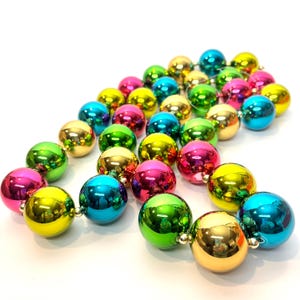 Large Mercury Glass Bead Garland, Large Single 1.5&quot; Beads 62&quot; long strand, **New strand in traditional vintage style, a nice keepsake item!