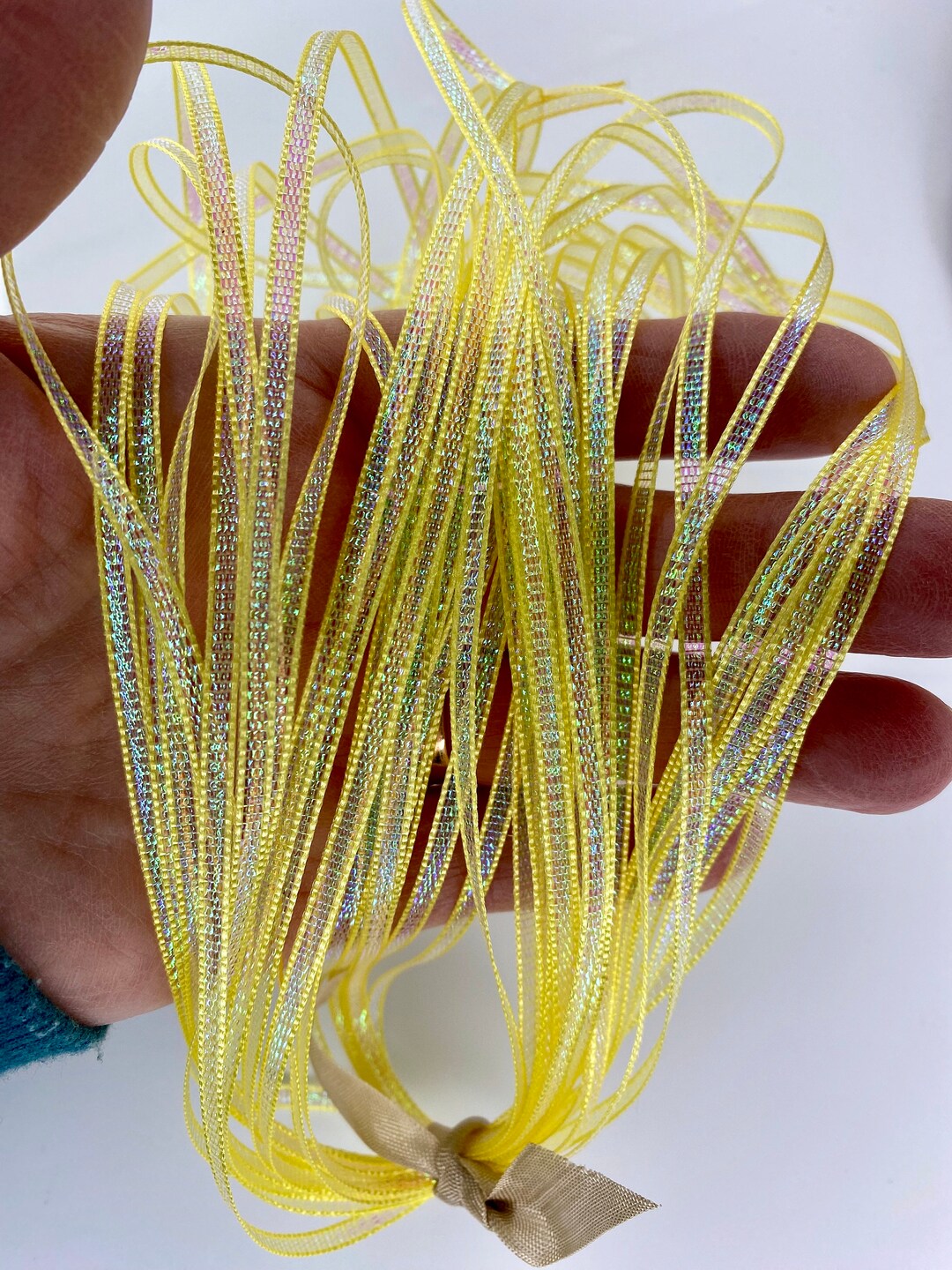 Yellow Shimmer Ribbons Iridescent Yellow Sparkle Metallic Shimmer Ribbon: 1/8