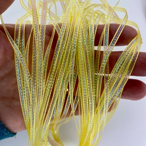 1/8&quot;, 10 Yds+  Sparkle Metallic Shimmer Ribbon - 3mm Iridescent Yellow ~ Woven Edge ~ Perfect accent for your projects!