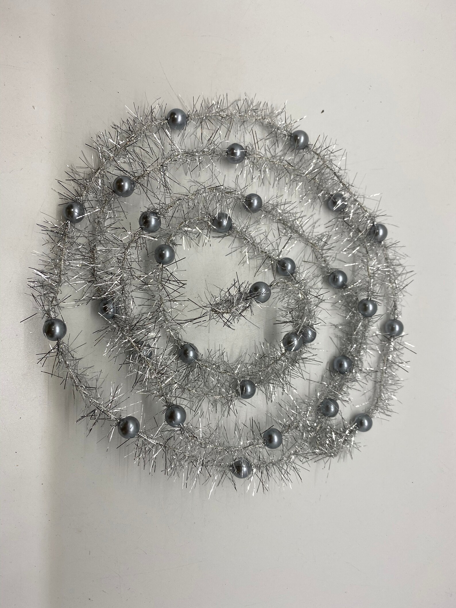 Silver Tinsel Garland with Pearls Super Cute Wired Tinsel Etsy