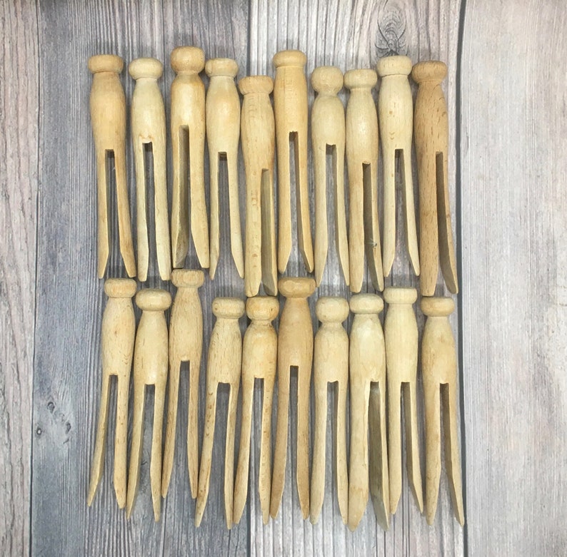 Vintage Wooden Clothespins - Set of 20 - Laundry Decor & Craft Supply ...