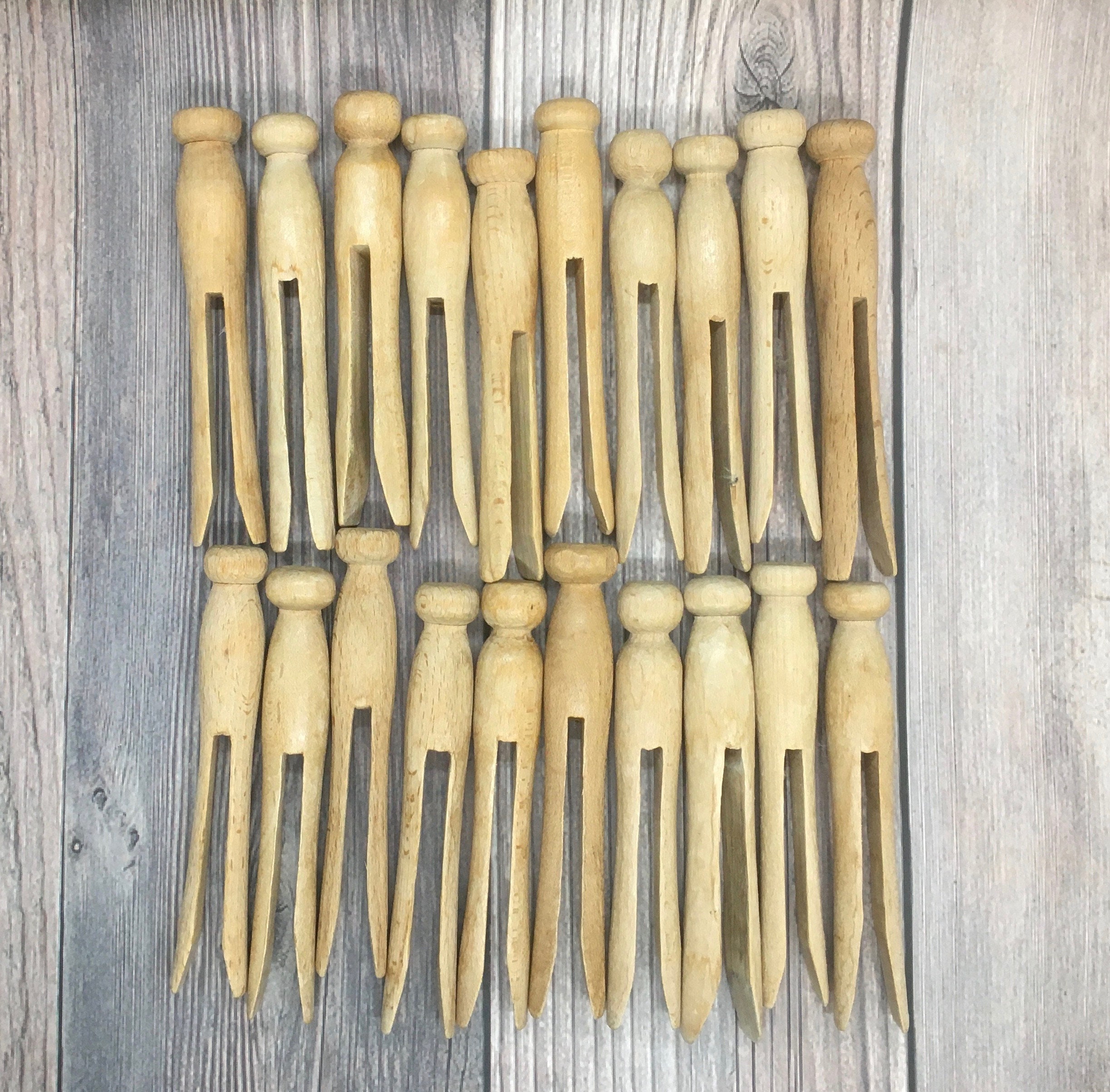 Vintage Wooden Clothespins - Set of 20 - Laundry Decor & Craft Supply ...