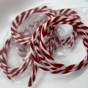 German Vintage Candy Cane Chenille Roping, Made in Germany in 1990's, Vintage, Two 3 ft long pieces = 6 ft. total x 1/4" wide