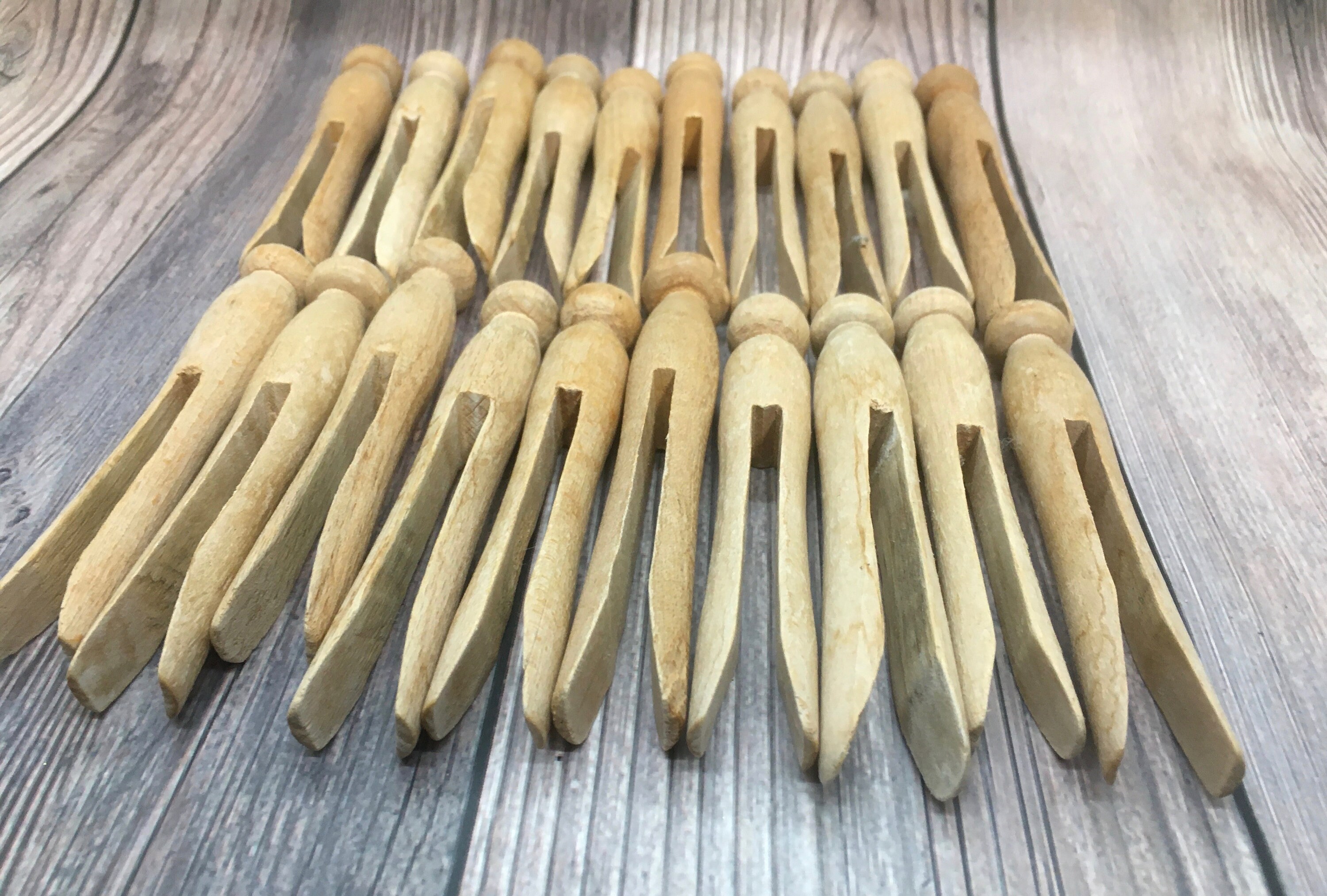 Vintage Wooden Clothespins - Set of 20 - Laundry Decor & Craft Supply ...