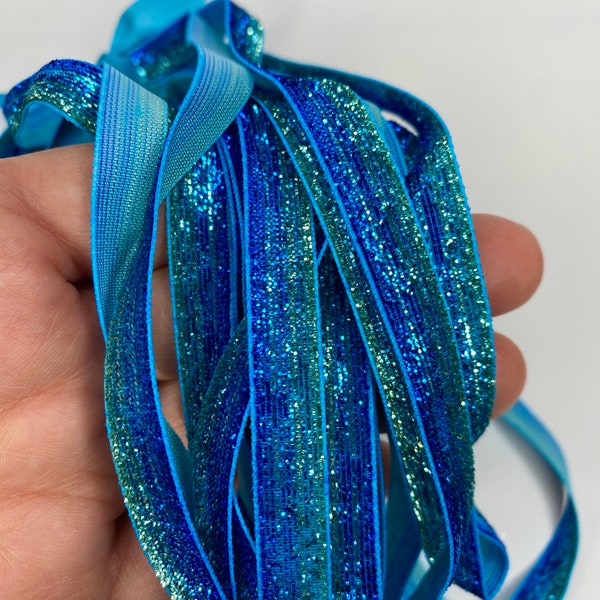 3/8" Ocean Blue Ombre Glitter Velvet Metallic Gorgeous Ribbon, 3yd, 5yd, 10yd, 20yd ~Holiday Projects, Card Making, Scrapbooking, Crafting